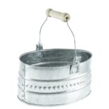 سطل بیضی گالوانیزه مدل تک دسته (رنگ استیل)
